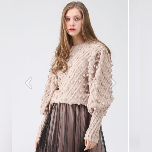 Chicwish Sweaters - Beautiful Chicwish Pompom sweater in light pink.